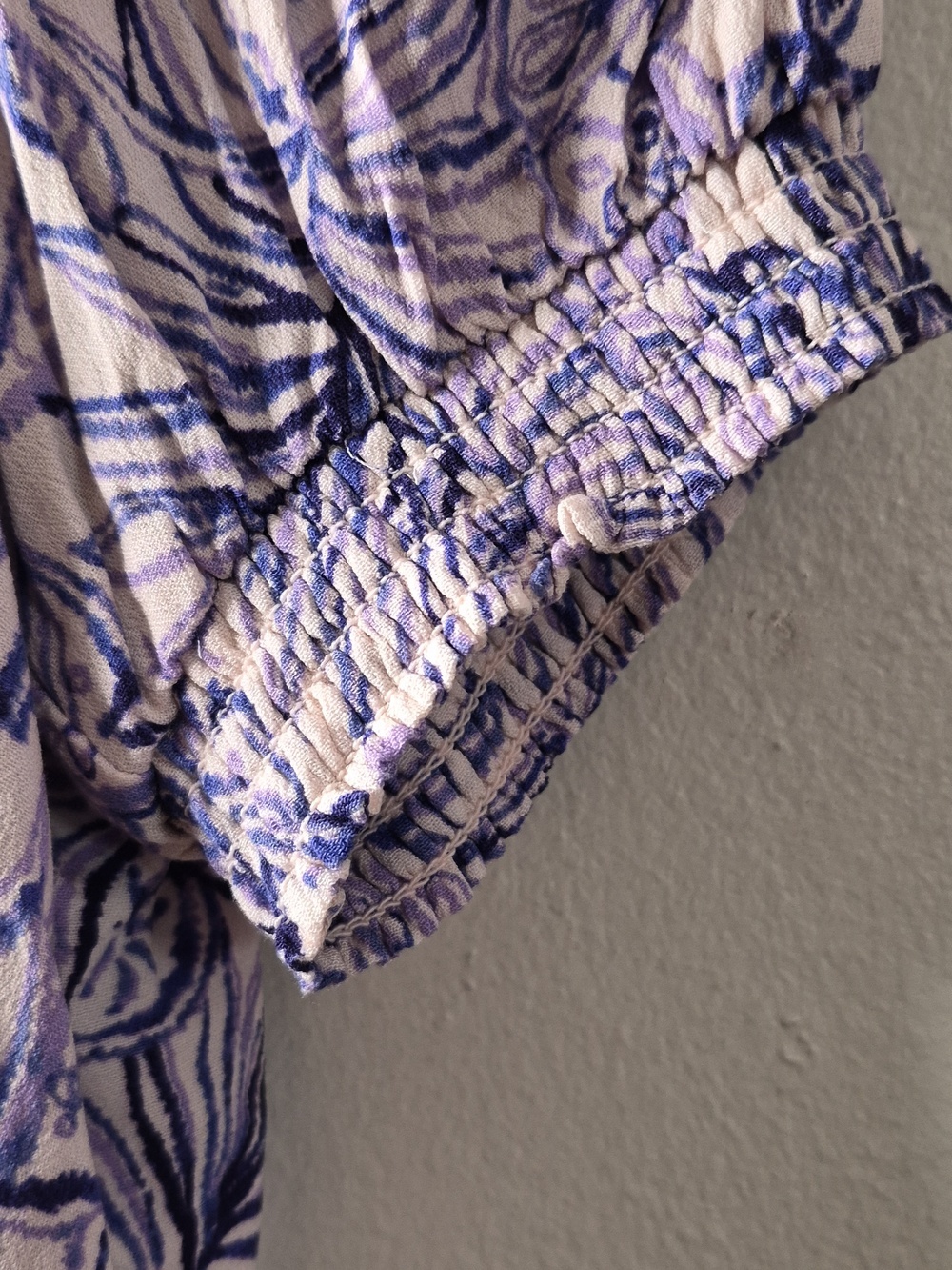 lovestitch Blue and Purple Floral Drawstring Peasant Blouse - Picture 6 of 10
